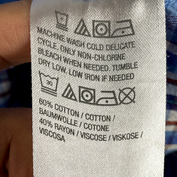 Susan Graver Weekend Top Womens 3X Blue Plaid Button Up Roll Tab Sleeve Casual - Picture 8 of 13